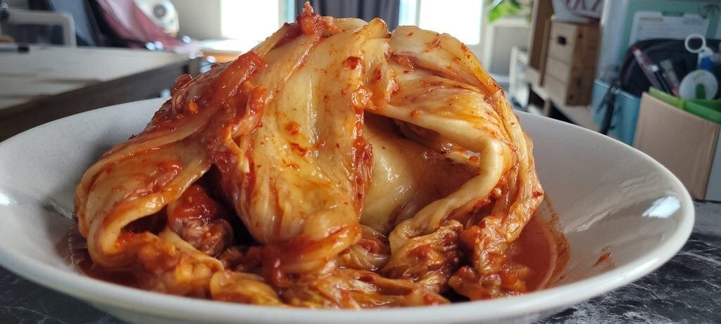 Sour aged kimchi cut for kimchi jjigae